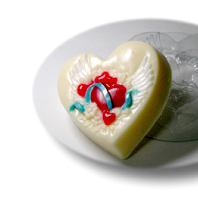На крыльях любви (сердце с крыльями) - пластиковая форма для мыла