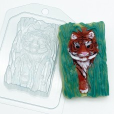 Тигр крадется из тростника - пластиковая форма для мыла