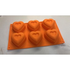 "Сердце в сердце", форма для мыла,  выпечки и муссовых десертов, 6 ячеек