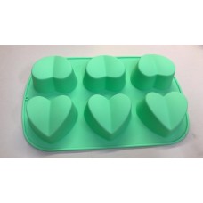 "Сердце напополам", форма для мыла,  выпечки и муссовых десертов, 6 ячеек