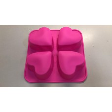 "Сердечки" - силиконовая форма для мыла 4 ячейки