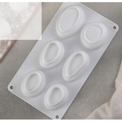 "Галька" - силиконовая форма для мыла, 26,5×14,5 см, 6 ячеек