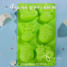  «Новый год», форма для мыла, свечи, силикон, 29×17 см, 6 ячеек (8×7×3 см), цвет МИКС